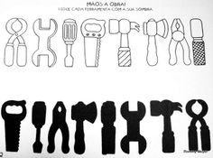 an image of different types of tools in the shape of letters on a piece of paper