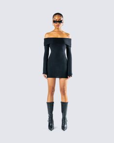 Your fave is back and in all black 😌 With an off shoulder design and bodycon style, this black sweater mini dress is the perfect blend of cozy and chic 🖤 Short Black Dress Tight, Off Shoulder Design, Tight Black Dress, Sweater Mini Dress, Bodycon Style, Black Sweater Dress, Black Short Dress, Mini Sweater Dress, Bodycon Fashion