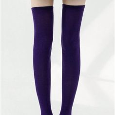 Purple Over The Knee Socks Nwt Fitted Purple Legwear For Winter, Winter Stretch Purple Legwear, Winter Purple Stretch Legwear, Purple Stretch Legwear For Winter, Purple Fitted Knee-high Socks, Purple Casual Leg Warmers For Fall, Casual Purple Leg Warmers For Fall, Purple Socks, Over The Knee Socks