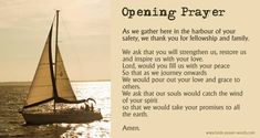 a sailboat in the ocean with an open prayer