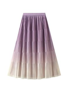 Experience the stunning elegance of the Gradient Color Loose Mid Length Skirt from Guocali. This multicolor fashion piece is designed to elevate any outfit. Its pleated design adds a touch of sophistication. The loose fit ensures comfort, while the mid-length offers versatility for various occasions. Crafted from a blend of cotton and polyester, this women's skirt has a slight stretch for a perfect fit. Perfect for all seasons, its gradient color creates a vibrant look. Embrace style and confide Purple Pleated Flared Skirt, Elegant Purple Pleated Maxi Skirt, Elegant Purple Maxi Skirt For Summer, Accordion Pleats Tiered Skirt, Spring Purple Pleated Skirt, Long Pleated Skirt For Summer, Spring Purple Pleated Maxi Skirt, Purple Pleated Maxi Skirt, Elegant Purple Pleated Skirt