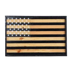 an american flag made out of wood with stars on the side and black backings