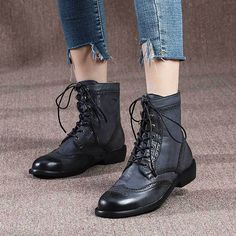 Gender: WomenType: BootMain Materials: CowhideInsole: PigskinSole: Rubber / soft soleType of Closure: Lace-upStyle: Daily, Casual, Retro Oxford Boots Women's, Elegant Wedding Shoes, Comfy Boots, Comfy Boot, Brogue Boots, Oxford Boots, Canvas Boots, Wedding Shoes Heels, Women Oxford Shoes