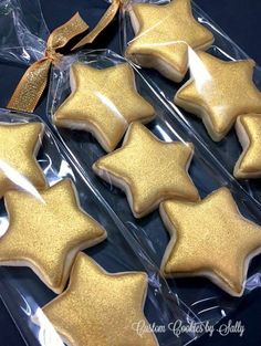 star shaped cookies in plastic bags on a table