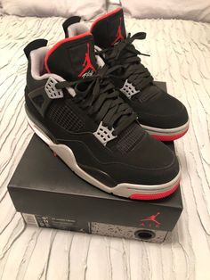 Jordan 4 Bred, Shoes Sneakers Jordans, Nike Shoes Jordans, Nike Air Shoes