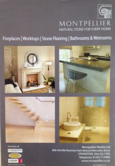 the front cover of a catalog for fireplaces, worktops, and flooring