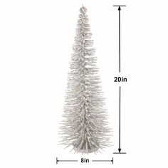 a white christmas tree is shown with measurements for the size and height, along with an additional