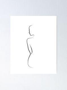 a black and white line drawing of a woman's body on a white background poster