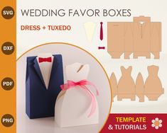 paper wedding favors and tuxedo templates for diy crafting with free cut files