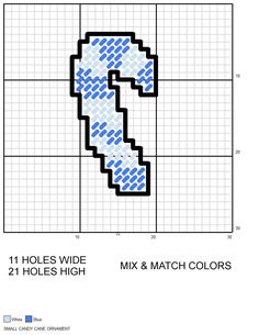 a cross stitch pattern with the number seven in blue and white, on top of a grid