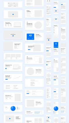 an image of a bunch of different webpages on the same page, all in blue and white