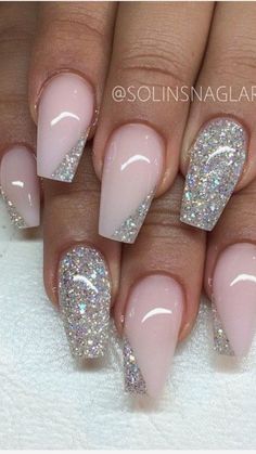 Anziehsachen Acrylic Nails For Beginners, 15 Nails, Nails For Beginners, Long Acrylic Nails Coffin, Unique Acrylic Nails, Nail Designs Glitter, Pink Acrylic Nails, Acrylic Nail Art, Silver Nails