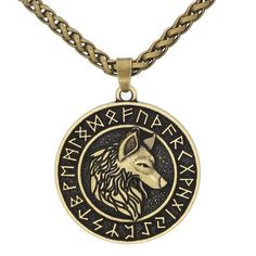 This beautiful Odin’s Wolf Amulet is made with Stainless Steel that will not tarnish or fade away. Depicting a wolf inside a runic circle, this amulet represents loyalty, bravery, and teamwork. Featuring an one-of-a-kind design, this pendant makes a great choice for you or as a gift for your loved one. Material: Metal Metal Type: Stainless Steel Size: 60 cm (24 in) Nordic Necklace, Mjolnir Necklace, Geri And Freki, Symbole Viking, Mjolnir Pendant, Norse Jewelry, Wolves Pendants, Wolf Necklace, Viking Pendant