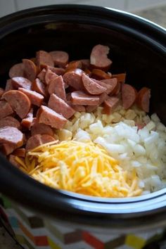 the food is in the crock pot ready to be cooked