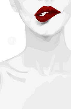 a woman's face with red lipstick on it