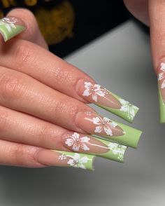 Amber Mistofsky | 🌺 Booking for April & May 🌺 | Instagram Nails Supplies, Image Nails, Pearl Decorations, Green Leaf Print, All Saints Day, Vacation Nails, Nail Forms