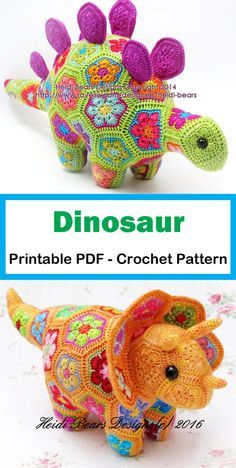 crochet pattern for an elephant with flowers on its back and the top part of it's body