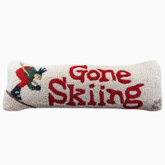 Gone Skiing Hooked Pillow by Chandler 4 Corners Ski Chalet Pillows, Ski Lodge Style, Hand Hooked Pillows, Ski Condo, Ski Lodge Decor, Black Forest Decor, Perfect Hostess, Hooked Pillow, Bear Pillow