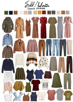 Business Casual Earth Tones, Womens Capsule Wardrobe 2023, Colorful Fall Capsule Wardrobe, Capsule Wardrobe Colorful, Colorful Capsule Wardrobe, Capsule Wardrobe Dresses, Clothes Capsule Wardrobe, Minimalist Wardrobe Capsule, Fall Winter Capsule Wardrobe