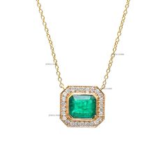 Emerald cut emerald bezel set diamond pendant necklace gold | Natural emerald octagon cut pendant gold | Emerald cut emerald pendant gold STONE DETAILS : ✦ Gemstone : Emerald ✦ Gemstone Type : Natural ✦ Gemstone Size : 6X8 MM ✦ Gemstone Shape : Octagon \ Emerald Cut ✦ Number of gemstones : 1 ✦ Gemstone Weight : 1.430 Carats ✦ Gemstone Grade : AAA DIAMOND DETAILS : ✦ Diamond Type : Natural ✦ Diamond Size : 1.30 mm ✦ Diamond Color : F-G ✦ Diamond Clarity : Slightly included ✦ Diamond Cut : Excelle Emerald Cut Diamond Necklace As A Gift, Rainbow Sapphires, Pendant Necklace Gold, Rainbow Bracelet, Emerald Pendant, Bezel Set Diamond, Pendant Gold, Best Diamond, Diamond Pendant Necklace