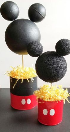 mickey mouse cupcake toppers in black and red