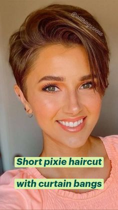 Pixie Haircut With Curtain Bangs, Short Hairstyle With Curtain Bangs, Curtain Bangs For Fine Hair, Hairstyle With Curtain Bangs, Bangs For Fine Hair, Haircut With Curtain Bangs, Blonde Short Hair, Hair Artist, Curtain Bangs