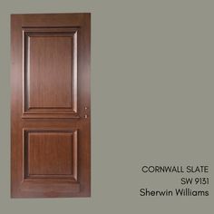 a brown door with the words, corwall slate and shevinn williams