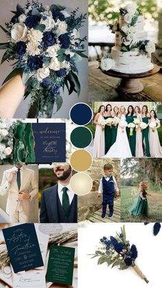 Wedding Colour Schemes Emerald Green, Forest Green And Dark Blue Wedding, January Wedding Ideas Colors, Blue Colour Scheme Wedding, Peacock Wedding Theme Color Schemes, Emerald Green And Blue Wedding Theme, Forest Green And Blue Wedding, Emerald Green And Navy Wedding