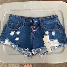 Dark Washed Distressed High Waisted Button Up Shorts Never Worn Brand New With Tags Bought Them Without Trying On And Didn’t Fit And Wasn’t Able To Take Them Back High Waisted Denim Shorts, High Waisted Shorts Denim, High Waisted Denim, Jean Shorts, Denim Shorts, Button Up, High Waisted, Womens Shorts, Brand New