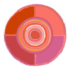 an orange, pink and red circle on a white background