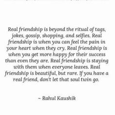 an image of a quote with the caption real friends is beyond the ritual of tags jokes, gossip, shopping and selfies