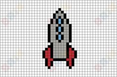 a cross stitch pattern with a rocket ship on it