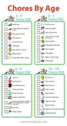 the chores by age checklist is shown in this screenshote screen shot