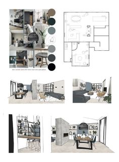 an architectural drawing shows the interior and exterior of a house, as well as several different rooms