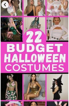 the cover of 22 budget halloween costumes for adults and children, with images of women dressed in