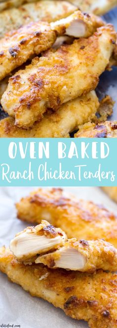 oven baked ranch chicken tenders with text overlay