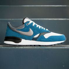 Nike Men Air Odyssey (blue / brigade blue / metallic cool grey / sail) Classic Blue Sneakers For Outdoor, Classic Blue Outdoor Sneakers, Functional Blue Fade-resistant Sneakers, Classic Sneakers With Padded Tongue For Sports, Blue Leather Outdoor Sneakers, Classic Leather Sneakers With Padded Tongue, Blue Leather Sneakers For Outdoor Activities, Urban Blue Sneakers For Outdoor, Blue Classic Breathable Sneakers