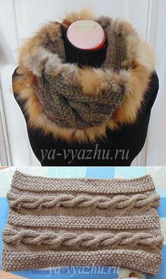 two pictures showing different types of knitted scarves