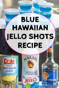 blue hawaiian jello shots recipe with text overlay