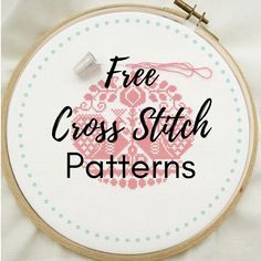 a cross stitch pattern with the words free cross stitch patterns on it and a needle