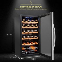 an image of a wine cooler with its door open