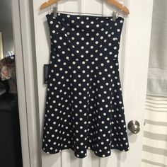 Navy/White Polka Dot Strapless Dress. Never Been Worn. Strapless Polka Dot Summer Dress, Chic Strapless Polka Dot Dress, Polka Dress, The Limited, Navy White, White Polka Dot, Navy And White, Strapless Dress, Polka Dot