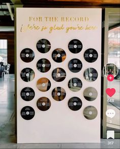 a record board with records on it that says for the record i've got glad you're here