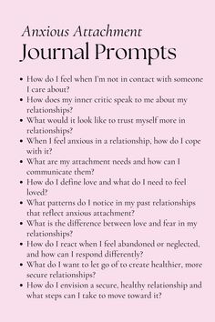 Journal Prompts | Anxious Attachment | Journaling | Attachment Styles | Relationships Attachment Styles Journal Prompts, Journal Prompts For Overthinkers, Attachment Styles In Relationships, Journal Prompts For Attachment Issues, Abandonment Issues Healing Journal, Anxiously Attachment, Journal Prompts For Dating, Attachment Style Journal Prompts, Types Of Attachment Styles