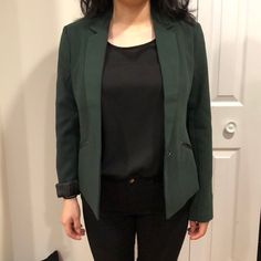 Medium Blazer, Never Worn. Has Some Shoulder Padding And Two Zippered Pockets. No Tag. Super Cute! For Reference I Am 5’3, 130 Lbs. Feel Free To Make An Offer. Green Fall Outerwear For Office, Green Outerwear For Fall Office Wear, Forever 21 Long Sleeve Workwear Blazer, Forever 21 Workwear Blazer, Forever 21 Long Sleeve Blazer For Work, Chic Workwear Outerwear From Forever 21, Fitted Long Sleeve Blazer From Forever 21, Trendy Workwear Outerwear From Forever 21, Dark Green Blazer