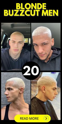 The aesthetic appeal of blonde buzzcut men with a bleach-blonde finish and a fade is undeniable. Ideal for those with tan skin, the look can range from a natural low fade to a more dramatic skinfade, often paired with a messy beard for an added rugged charm. This hairstyle not only highlights the individual's features, like blue eyes or a well-defined jawline but also complements any outfit, from casual to more textured and colored ensembles. Mens Fade Buzzcut, Bleach Blonde Men, Messy Buzzcut Men, Blonde Buzz Cut Men, Textured Buzzcut Men, Bleach Buzzcut Men, Modern Buzzcut Men, Buzzcut Men Aesthetic, Mens Buzzcut