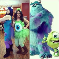 two women dressed up as monsters and one wearing a costume