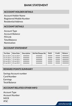 an invoice form for bank statement with the number and account details on it