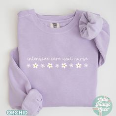 A minimal Intensive Care Unit Sweatshirt perfect gift for a PCU Nurse!  Each sweatshirt comes with a relaxed fit, a rolled-forward shoulder, and a back neck patch. This is a Comfort Colors sweater.  ♡80% ring-spun cotton, 20% polyester ♡Medium-heavy fabric (9.5 oz /yd² (322.1 g/m ♡Relaxed fit ♡ DISCLAIMERS: - Colors may vary depending on the device you are viewing them on This item is made especially for you as soon as you place an order so it can take a little longer to deliver it to you.  Plea Ccu Nursing, Pcu Nurse, Critical Care Nurse, Nurse Crewneck, Critical Care Nursing, Nurse Sweatshirt, Intensive Care Unit, Critical Care, Cancellation Policy