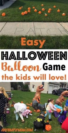 halloween games for kids to play outside in the yard with pumpkins on the lawn